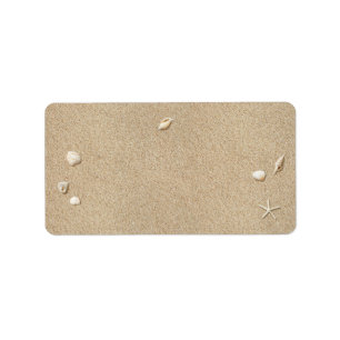 Beach Sand & White Typegraphy Address Labels