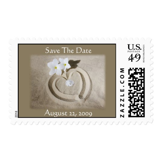 Beach Sand with Heart Flower Save the Date Wedding Postage