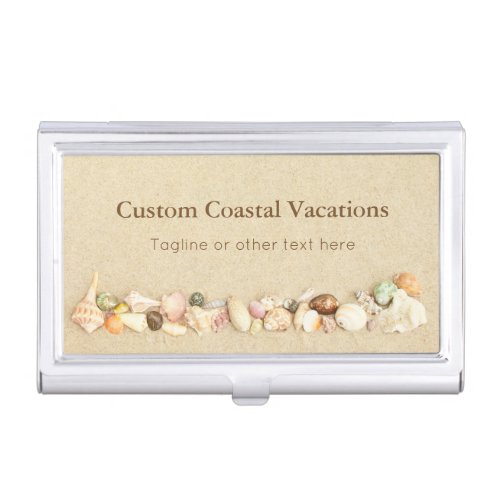 Beach Sand with Seashells Custom Business Card Case