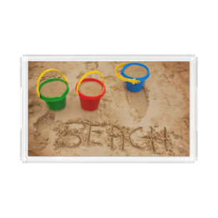 Beach Sand Words Acrylic Tray