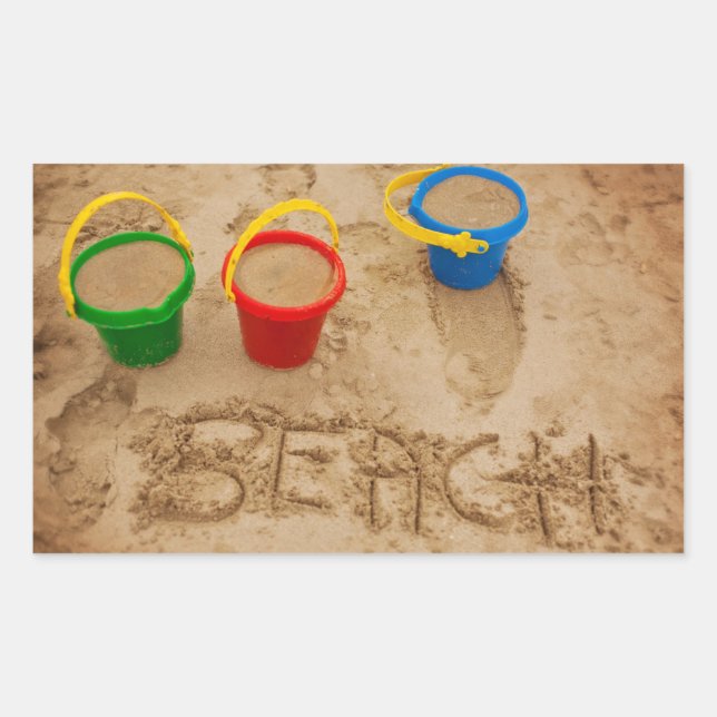 Beach Sand Words Rectangular Sticker (Front)