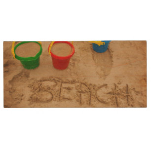 Beach Sand Words Wood USB Flash Drive