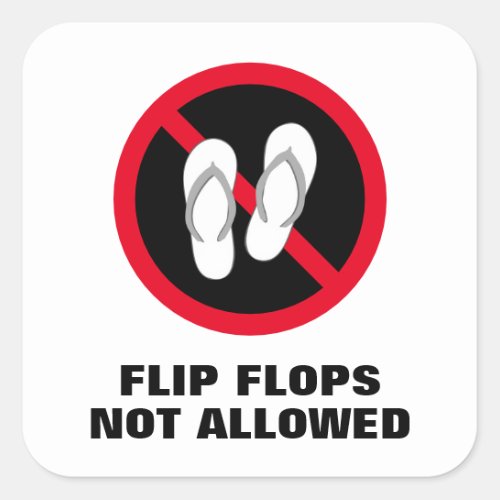 Beach sandals not allowed sign sticker for shops