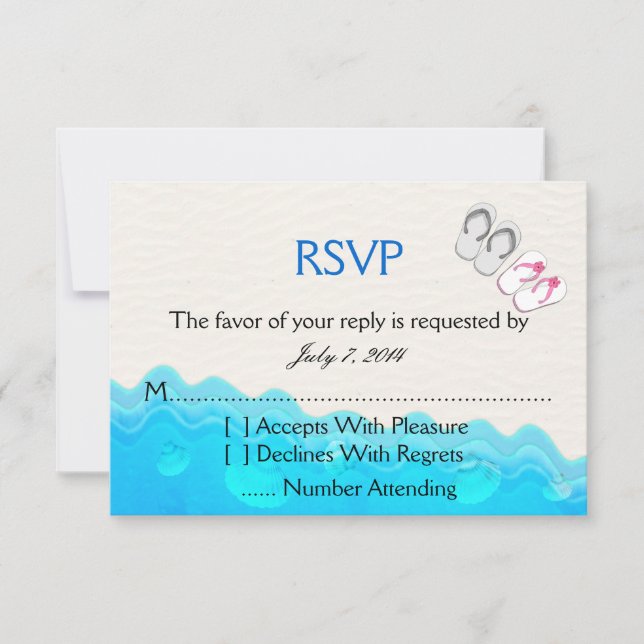 Beach Sandals Wedding RSVP Card (Front)