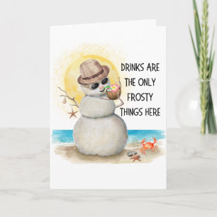 Beach Sandman Frosty Drinks Christmas Holiday Card