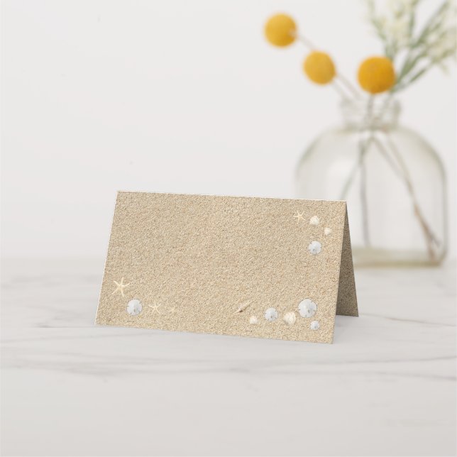 Beach Sandy Toes Salty Kisses Folded Place Cards (Front)