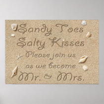 Beach Sandy Toes Salty Kisses Mr &amp; Mrs Poster