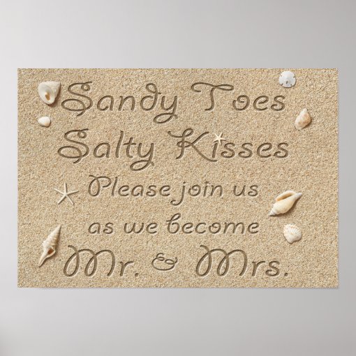 Beach Sandy Toes Salty Kisses Mr And Mrs Poster Zazzle