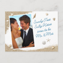 Beach Sandy Toes Salty Kisses Photo Save the Date Announcement Postcard