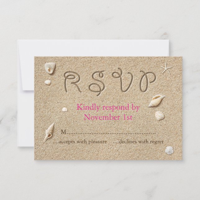 Beach Sandy Toes Salty Kisses RSVP pink (Front)