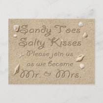 Beach Sandy Toes Salty Kisses Save the Date Announcement Postcard