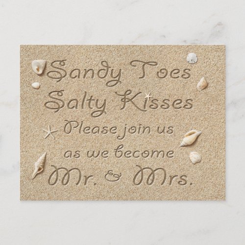 Beach Sandy Toes Salty Kisses Save the Date Announcement Postcard