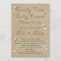 Beach Sandy Toes Salty Kisses Wedding Invitation
