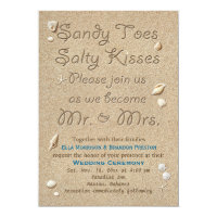 Beach Sandy Toes Salty Kisses Wedding Invitation