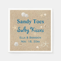 Beach Sandy Toes Salty Kisses Wedding Napkin