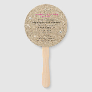 Beach Sandy Toes Salty Kisses Wedding Program pink Hand Fan