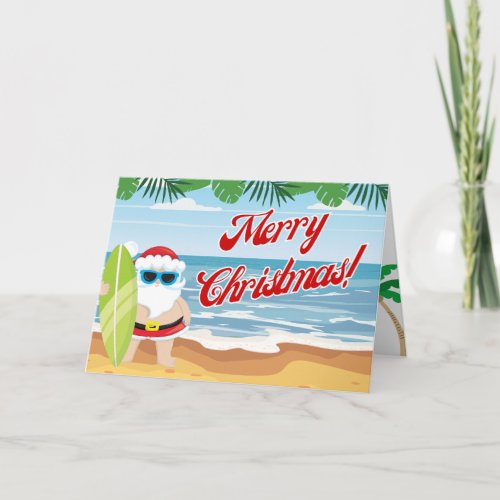 Beach Santa Christmas Card