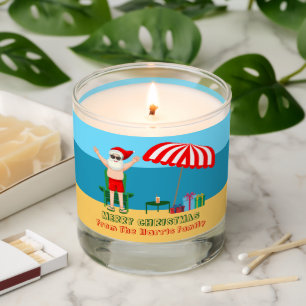 Beach Santa Claus Cute Custom Christmas Scented Candle