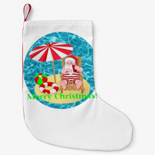 beach santa claus small christmas stocking