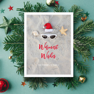 Beach Santa Hat Christmas in July Holiday Postcard