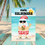 Beach Santa Hawaiian Mele Kalikimaka Christmas Holiday Card<br><div class="desc">Share some tropical holiday greetings with this cute Christmas card! Santa is on a Hawaiian vacation to relax a little before the Christmas gift delivering season begins. He's on a beach enjoying the sun, sand and sea while sipping a pineapple cocktail, flashing the 'Aloha' sign and wishing you a Mele...</div>
