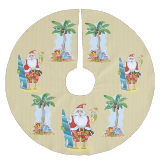 Beach Santa Holiday tree skirt