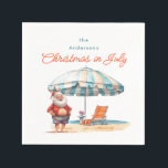 Beach Santa Watercolor Christmas July Pool Party Napkins<br><div class="desc">This Christmas in July collection features watercolor retro illustrations of Santa Claus at the beach, with a cool umbrella and fun outfit. Get ready to celebrate the ultimate summer party with a festive twist! Our Christmas in July collection is perfect for your family BBQ turned retro pool party extravaganza. With...</div>