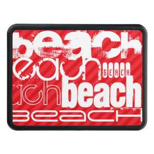 Beach; Scarlet Red Stripes Tow Hitch Cover