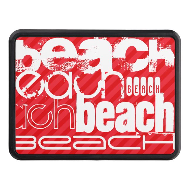 Beach; Scarlet Red Stripes Tow Hitch Cover (Front)