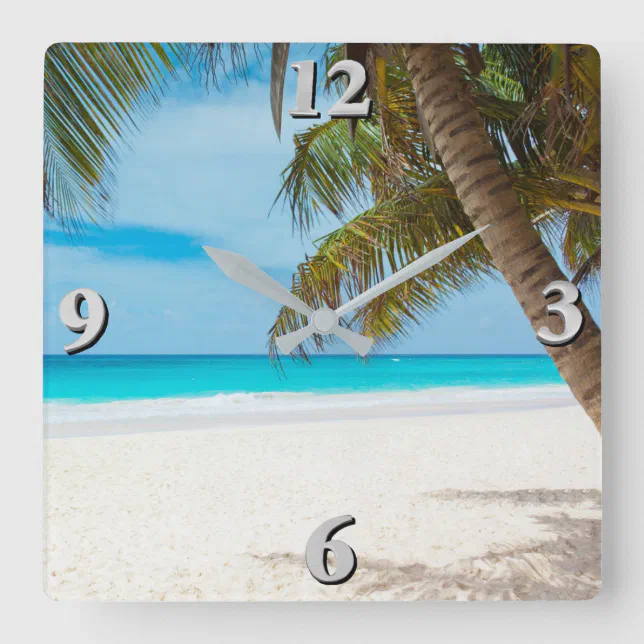 Beach Scene 1 Square Wall Clock | Zazzle