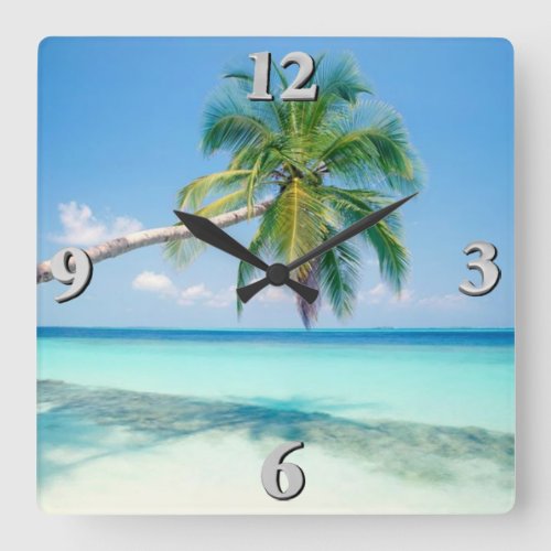 Beach Scene 2 Square Wall Clock