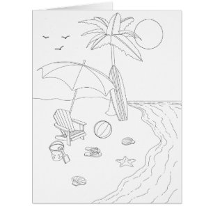 Beach Scene Adult Coloring Big Card