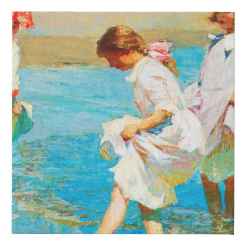 Beach scene art by Edward Henry Potthast  Faux Canvas Print