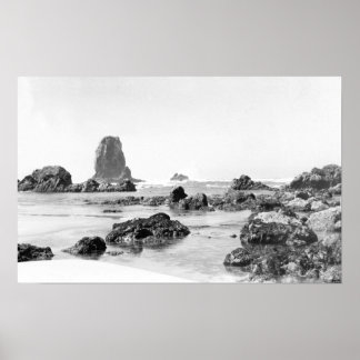 Beach Scene at Cannon Beach, Oregon Photograph Poster