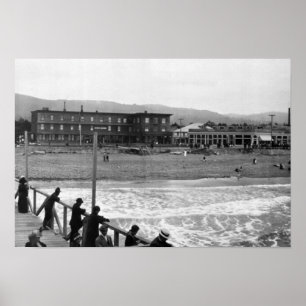 Beach Scene at Seaside, Oregon Photograph Poster