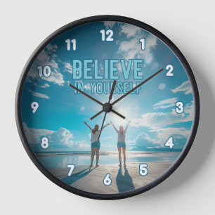 Beach Scene Believe in Yourself Inspirational Clock