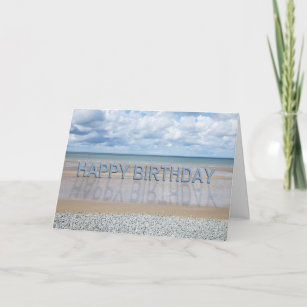 Beach scene birthday card with 3D letters