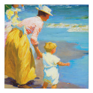 Beach scene by Edward Henry Potthast Faux Canvas Print