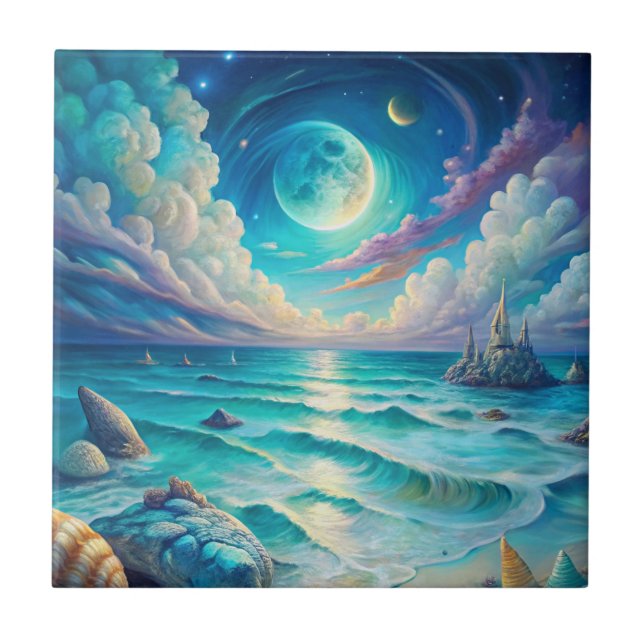 Beach Scene  Ceramic Tile (Front)