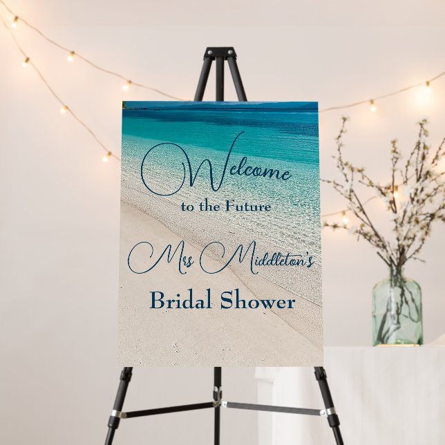 Beach Scene Coastal Bridal Shower Welcome Foam Board (In Situ (Stand))