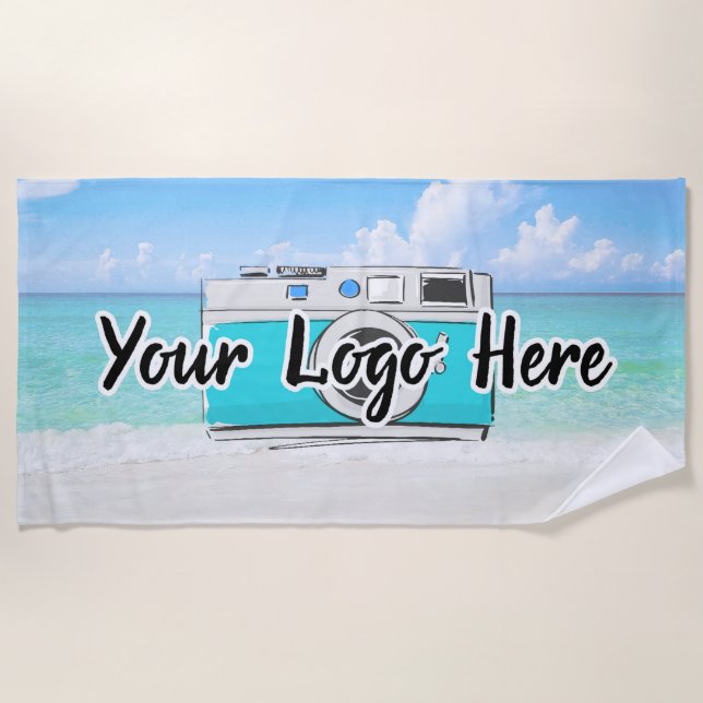 Beach Scene Custom Company Logo Use Business Logo Towel (Front)