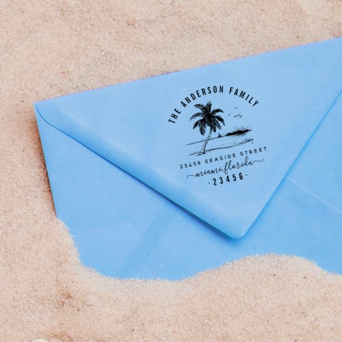 Beach Scene Custom Return Address Rubber Stamp