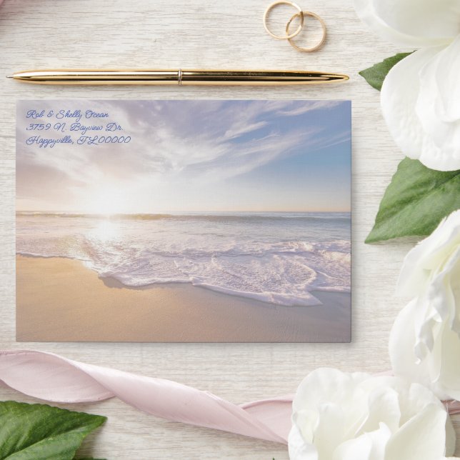 Beach Scene Decorated Envelopes Return Address (Wedding)