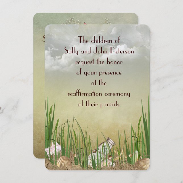 Beach Scene for Vow Renewal Invitation (Front/Back)