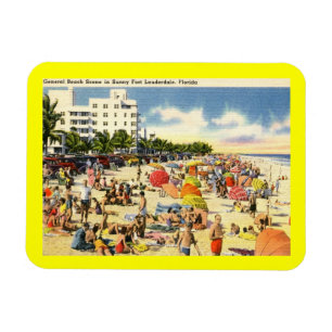 Beach Scene, Fort Lauderdale, Florida Vintage  Magnet