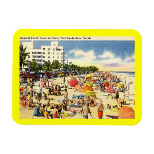 Beach Scene Fort Lauderdale Florida Vintage  Magnet