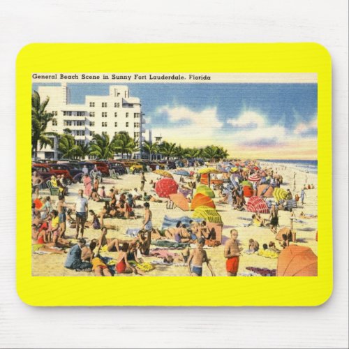 Beach Scene Fort Lauderdale Florida Vintage Mouse Pad