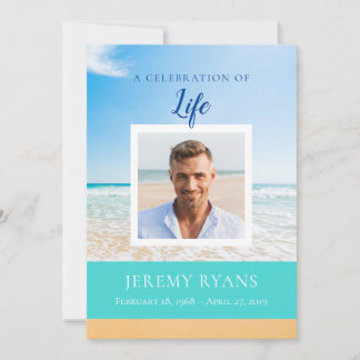 Beach Scene Funeral Memorial Card