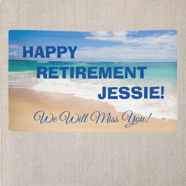 Beach Scene Happy Retirement Banner | Zazzle