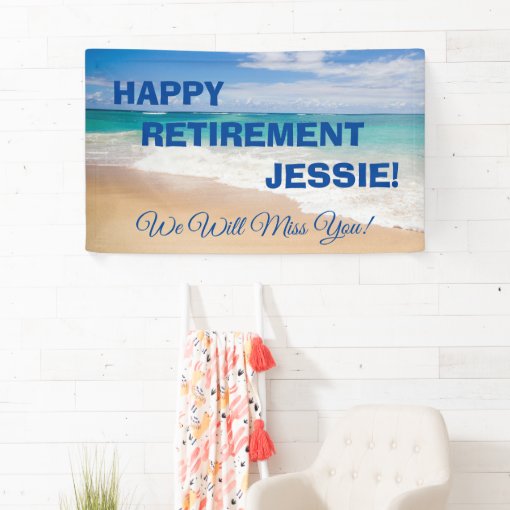 Beach Scene Happy Retirement Banner | Zazzle